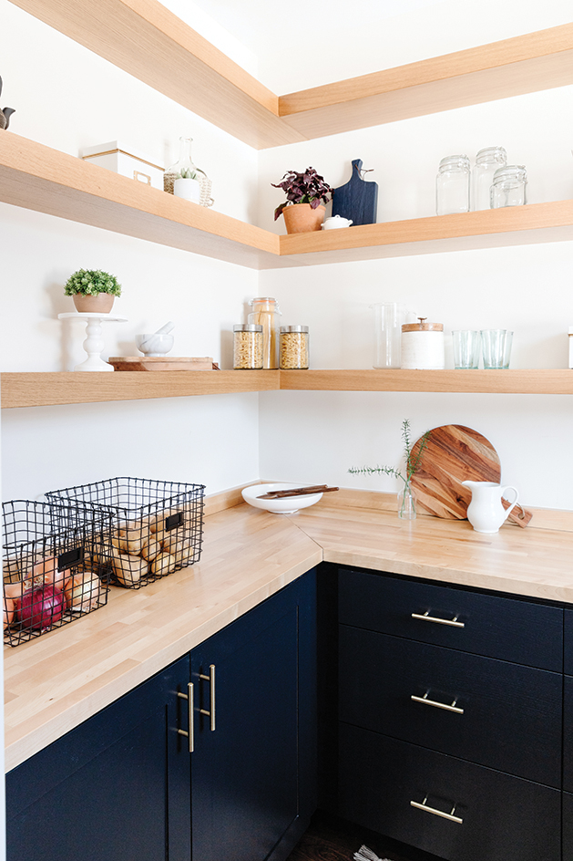 Blond Wood Kitchen Shelves
