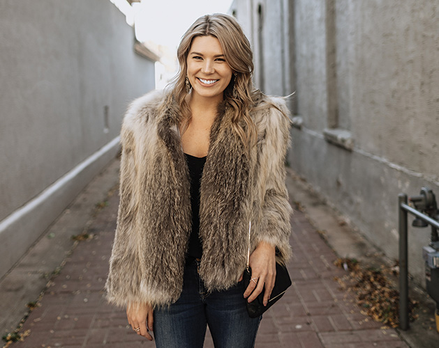 Alexandra Eve Modeling Faux Fur Coat