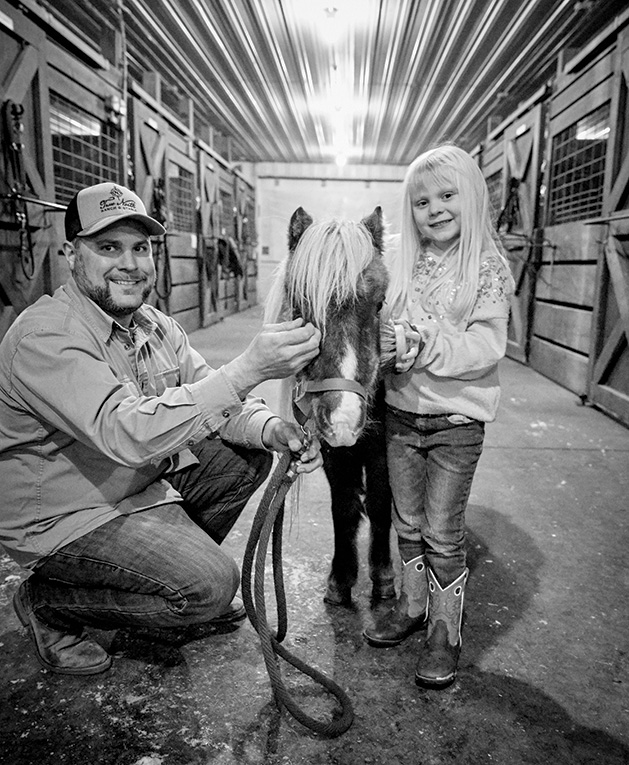 Eric Olsen and daughter Aubrey with their pony Svenna.