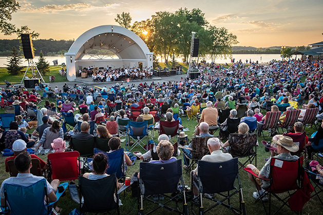 A crowd gathers to see the Minnesota Orchestra at Hudson's Concerts in the Park series at Lakefront Park