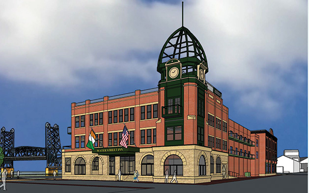 Rendering for a planned clock tower in downtown Stillwater.
