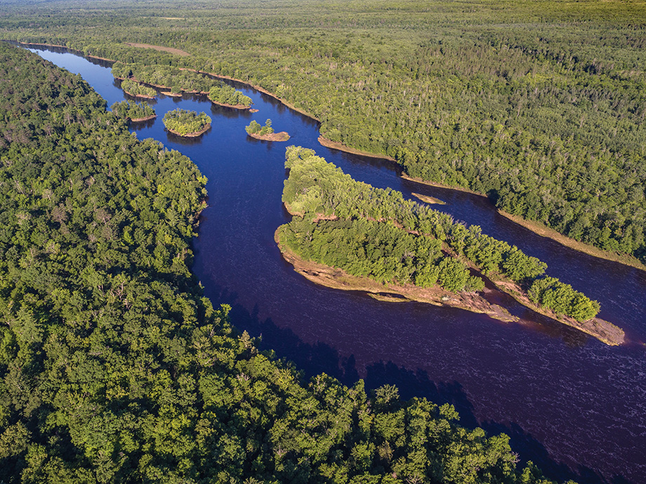 Aerial view of the St. Croix National Scenic Riverway.
