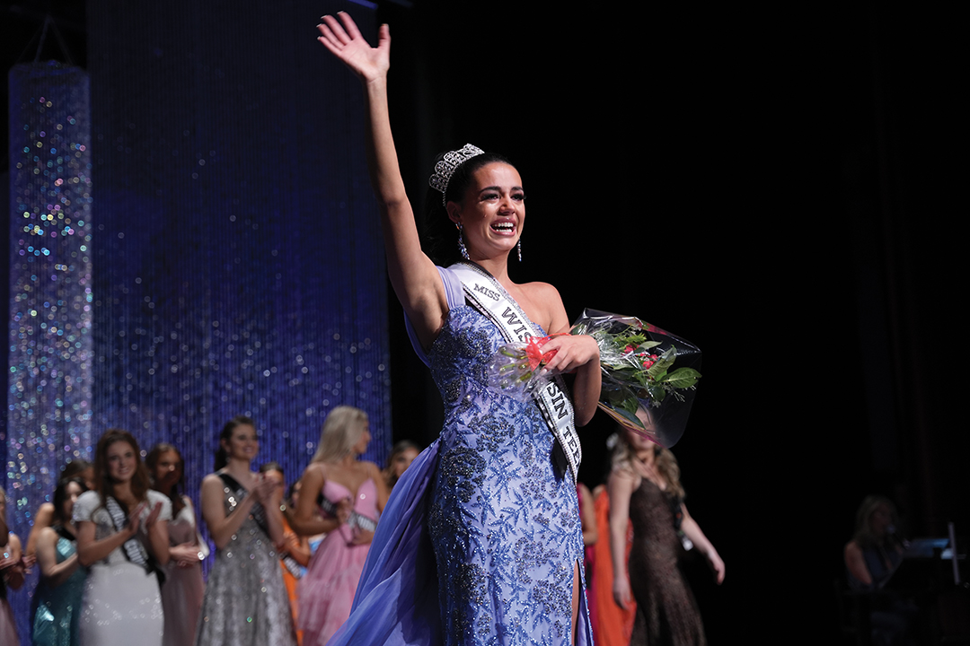 Hohneke waves to the crowd after her May 7 crowning in Fond du Lac, Wisconsin.