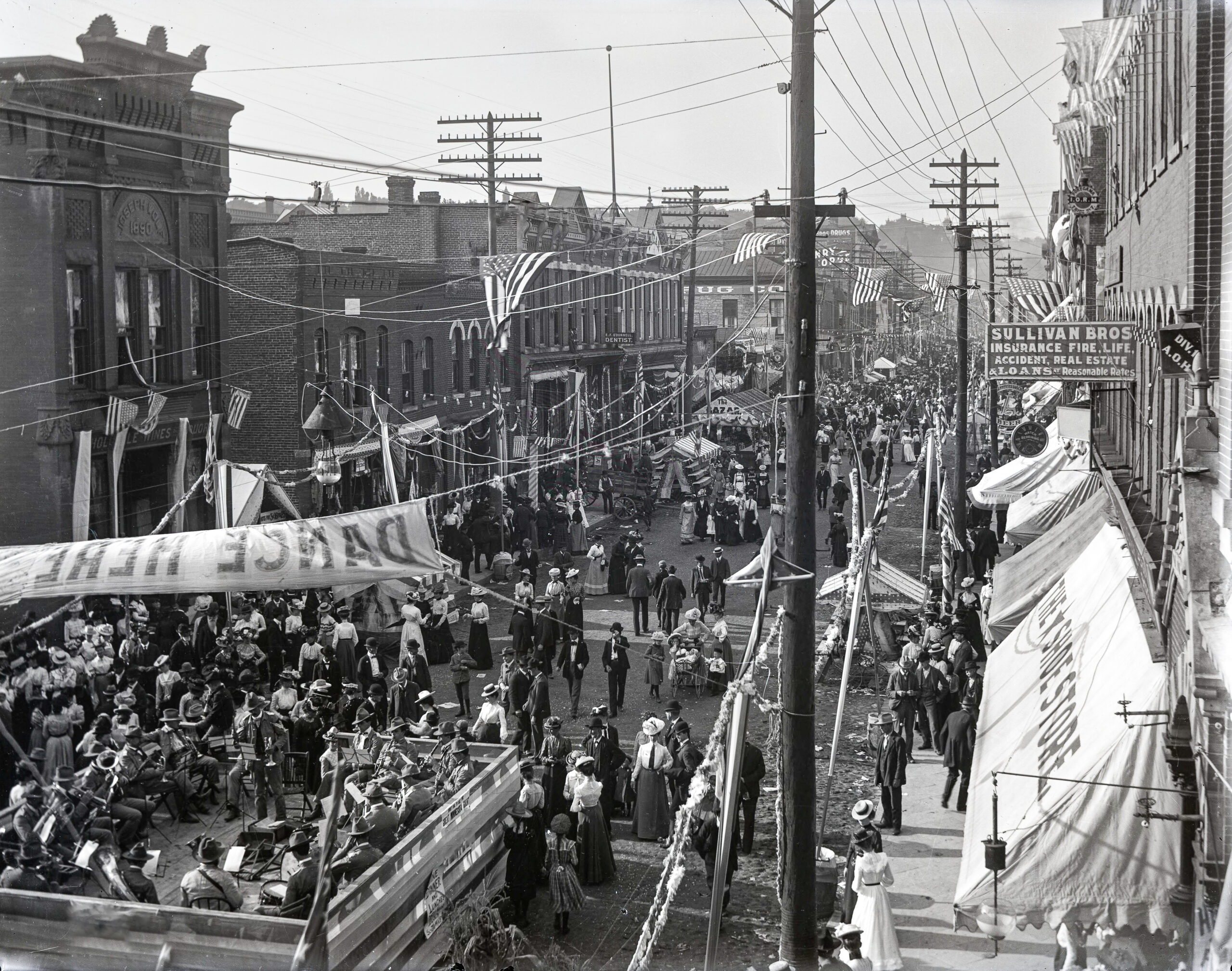 The original photograph of the 1901 Stillwater Street Fair on Main Street which inspired the 2023 event.