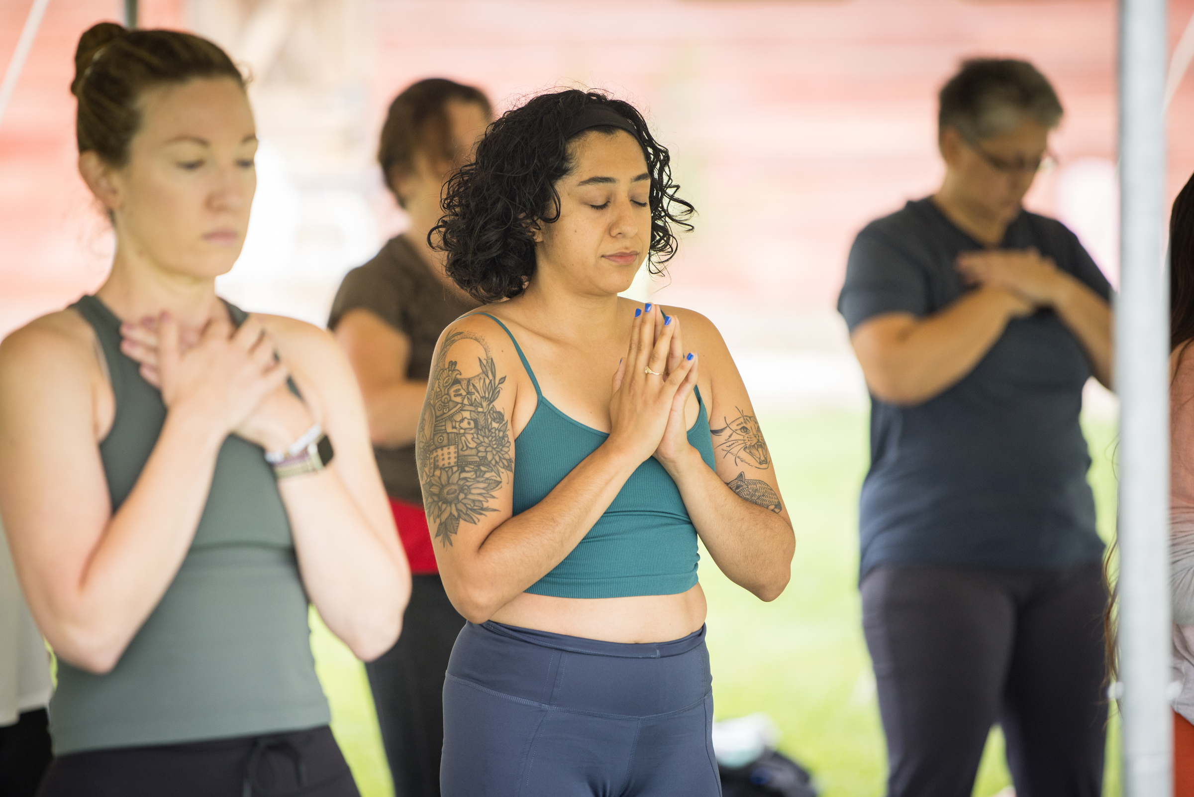 A group of River Valley Yoga Festival attendees during a session.