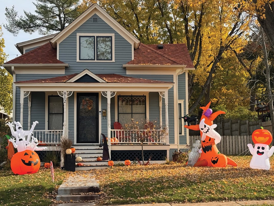 Home on Third Street Decorated for Halloween