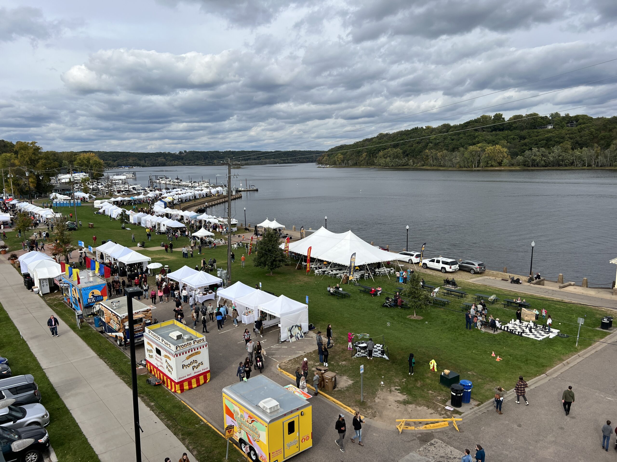 A bird's eye view of the 2023 Rivertown Fall Art Festival.