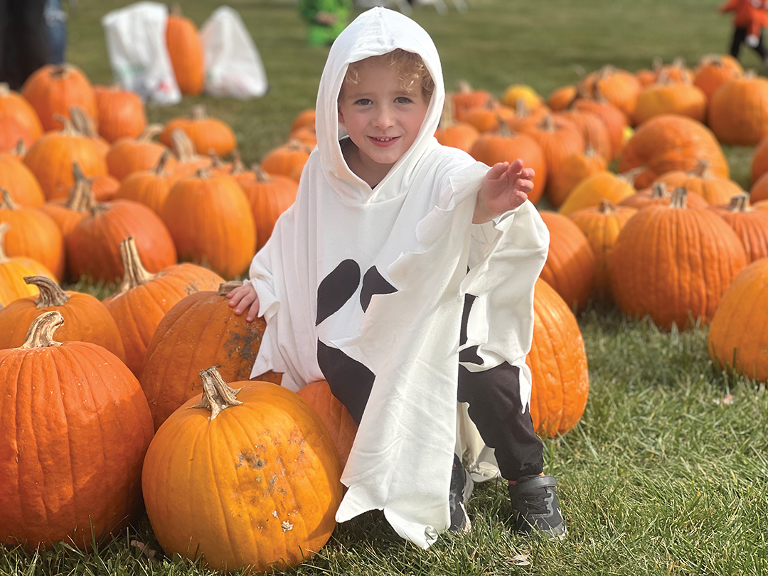 Boy in ghost costume