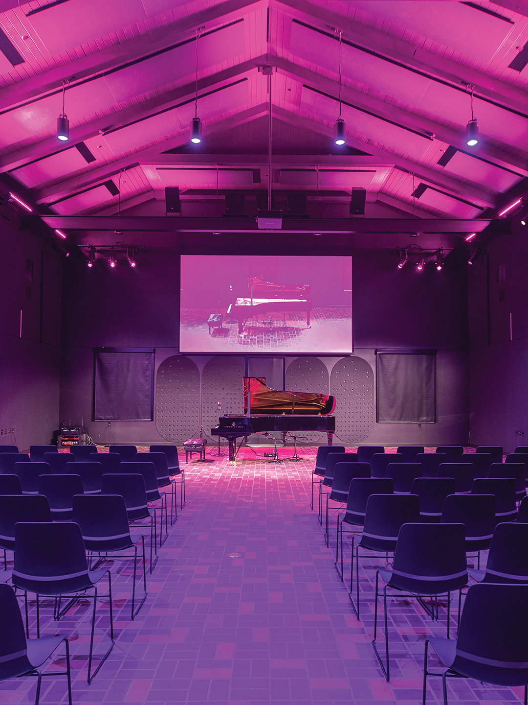 The renovation included the addition of an event and performance space on the north end of the building that features advanced audiovisual technology and soundscaping.