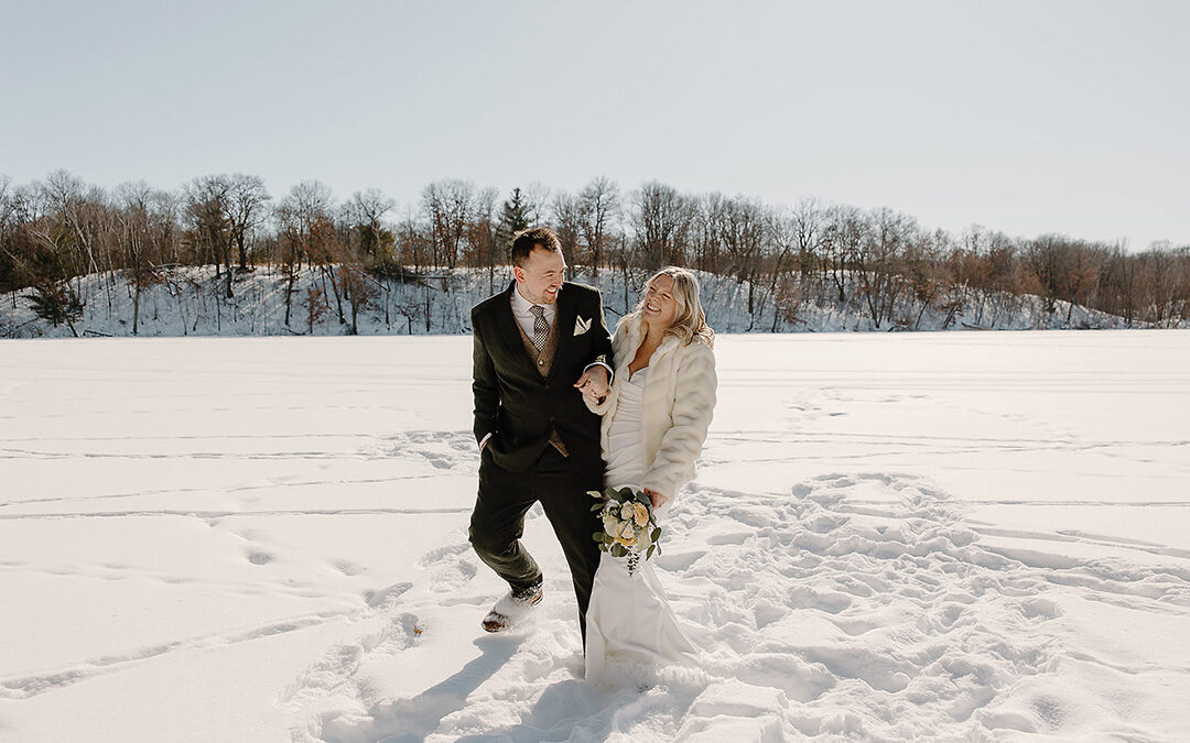 Bride & Groom Embrace Negative Temps on a Frozen Lake
