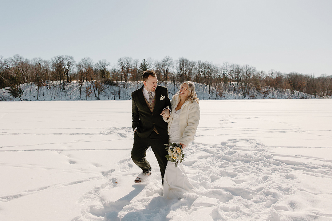 Bride & Groom Embrace Negative Temps on a Frozen Lake