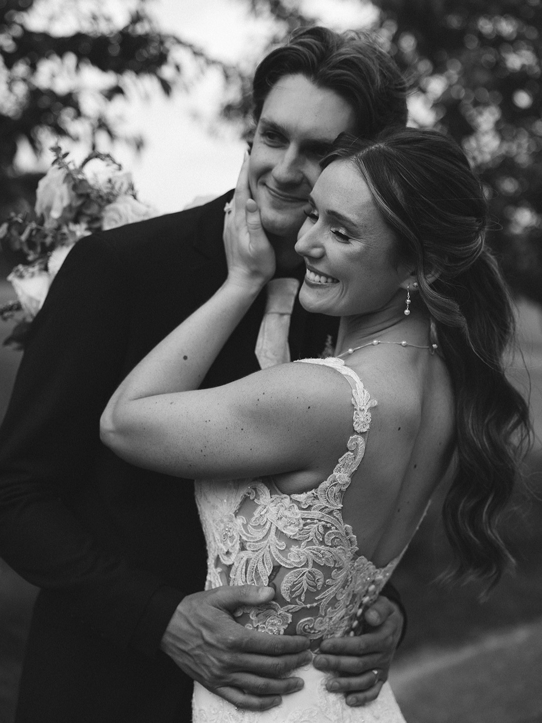 Left: The newlyweds tied the knot nearly a decade into their love story, after meeting as students at Stillwater Area High School.