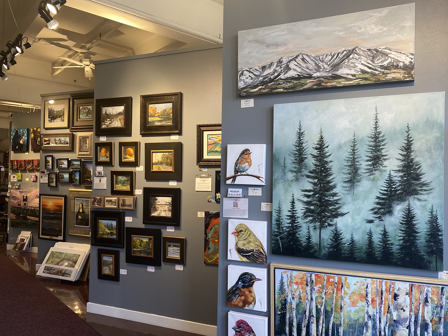Stillwater Art Guild Gallery walls full of paintings
