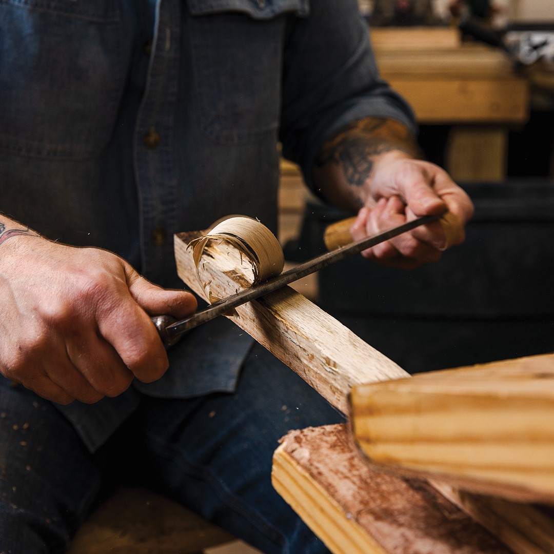 Tyrel Bleifus spends the cold months in the workshop, refining new designs and building up a stock to sell at area festivals and events when the weather warms.