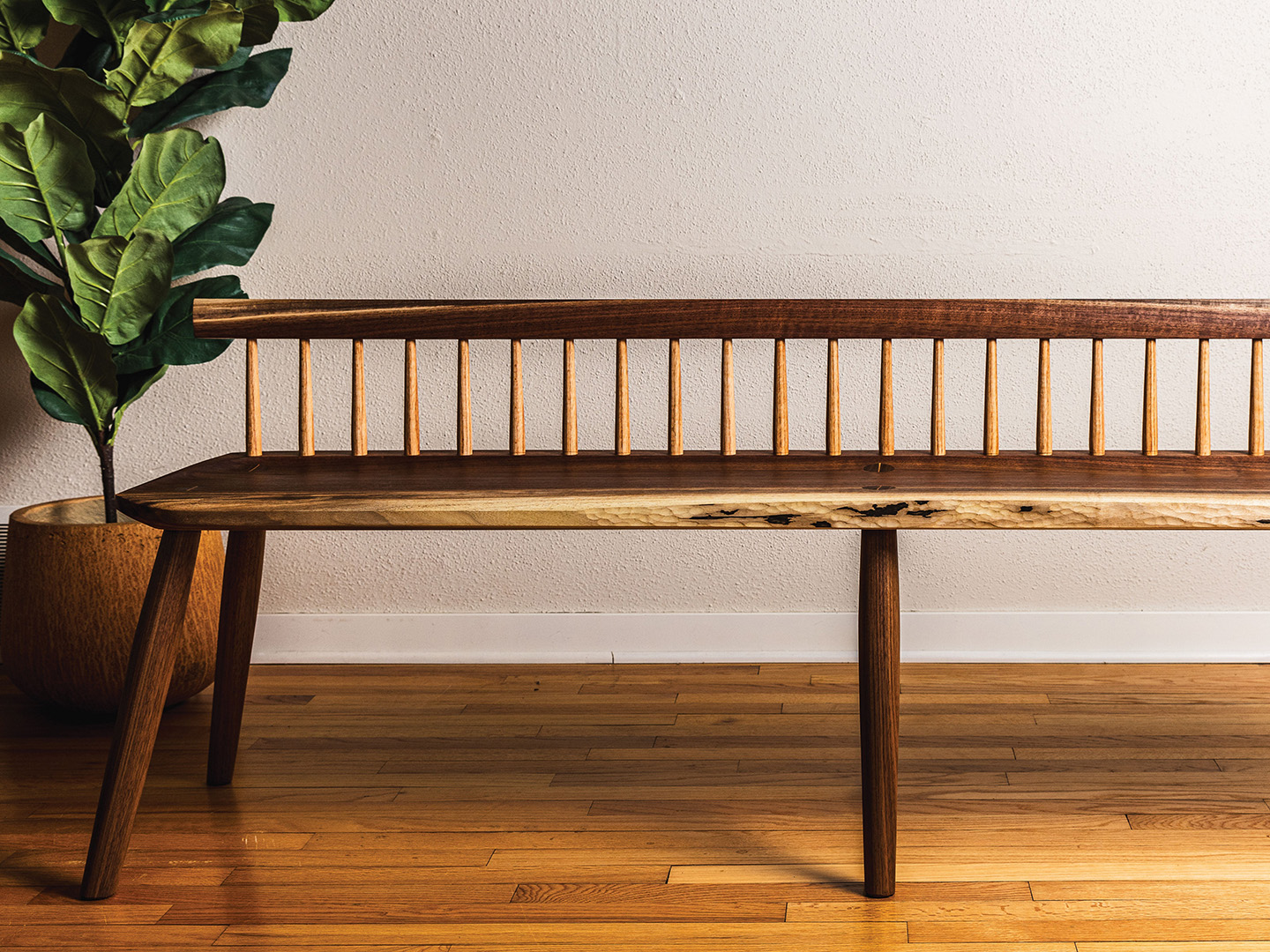 All Ty’s Timberworks pieces are named for bodies of water. This bench is from his Kawishiwi River Collection.