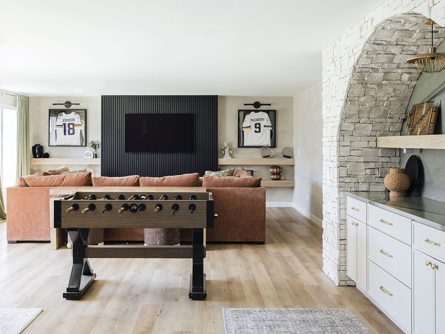 Basement remodel by Moonstone Design & Remodel