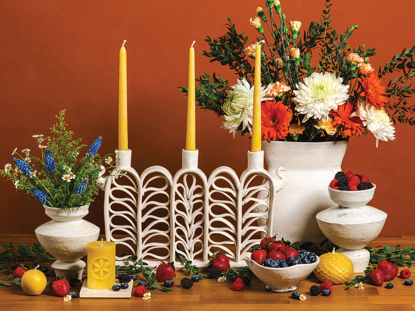 Romanticize your seasonal table with a display that highlights the bounty of a St. Croix Valley summer—featuring berries, blooms and locally made art and home goods.