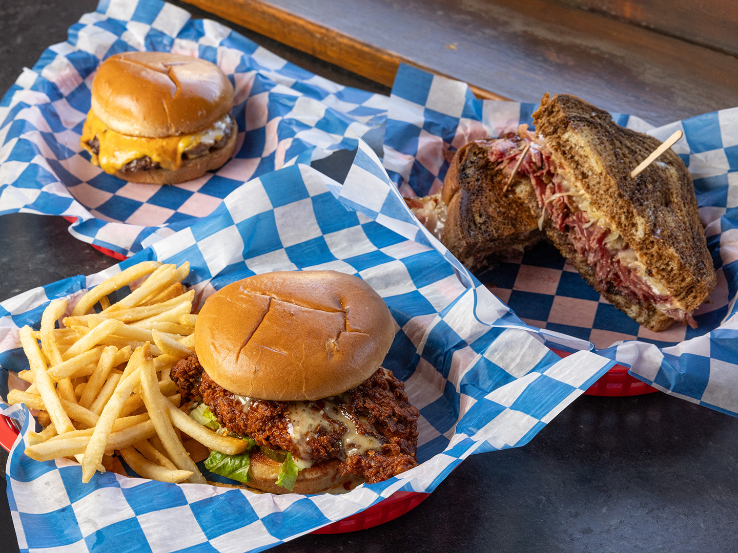 Three sandwiches from E’s Gourmet Sandwiches